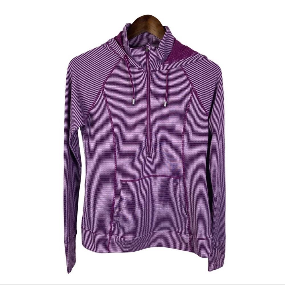 Tangerine Half Zip Striped Hoodie